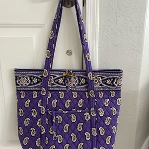Vera Bradley Retired Purple Paisley Large Tote Bag, Excellent Used Condition!